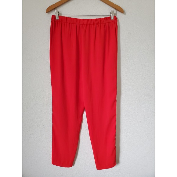 NWT Habitual Red Pants Women's Medium Elastic Waist Side Stripe Track Varsity - Picture 4 of 11
